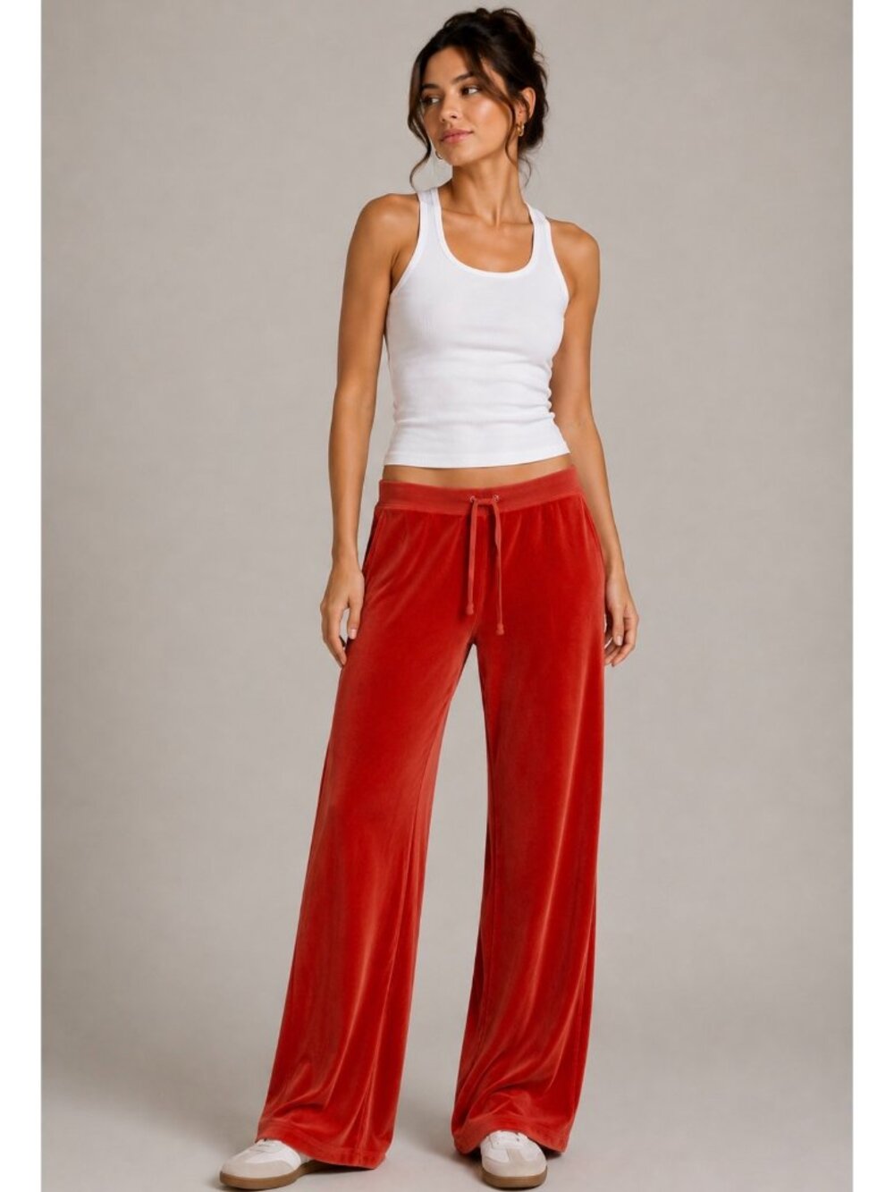 Juicy Couture Women’s Red Velour Lounge Pants Size Velvet Low Rise Relaxed Fit L